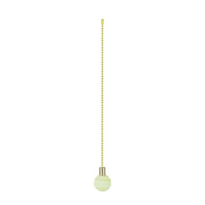 # 20510-21, 12" Light Green with Green Grain Glass Knob with Pull Chain in Copper