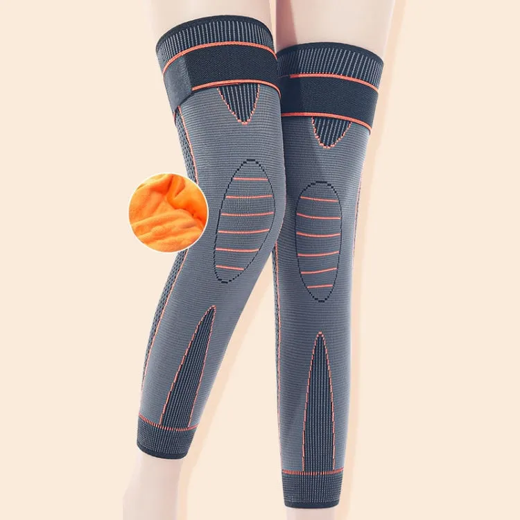 1pair Anti-Slip Compression Straps Keep Warm And Lengthen Knee Pads, Size: S(Plus Velvet Orange)