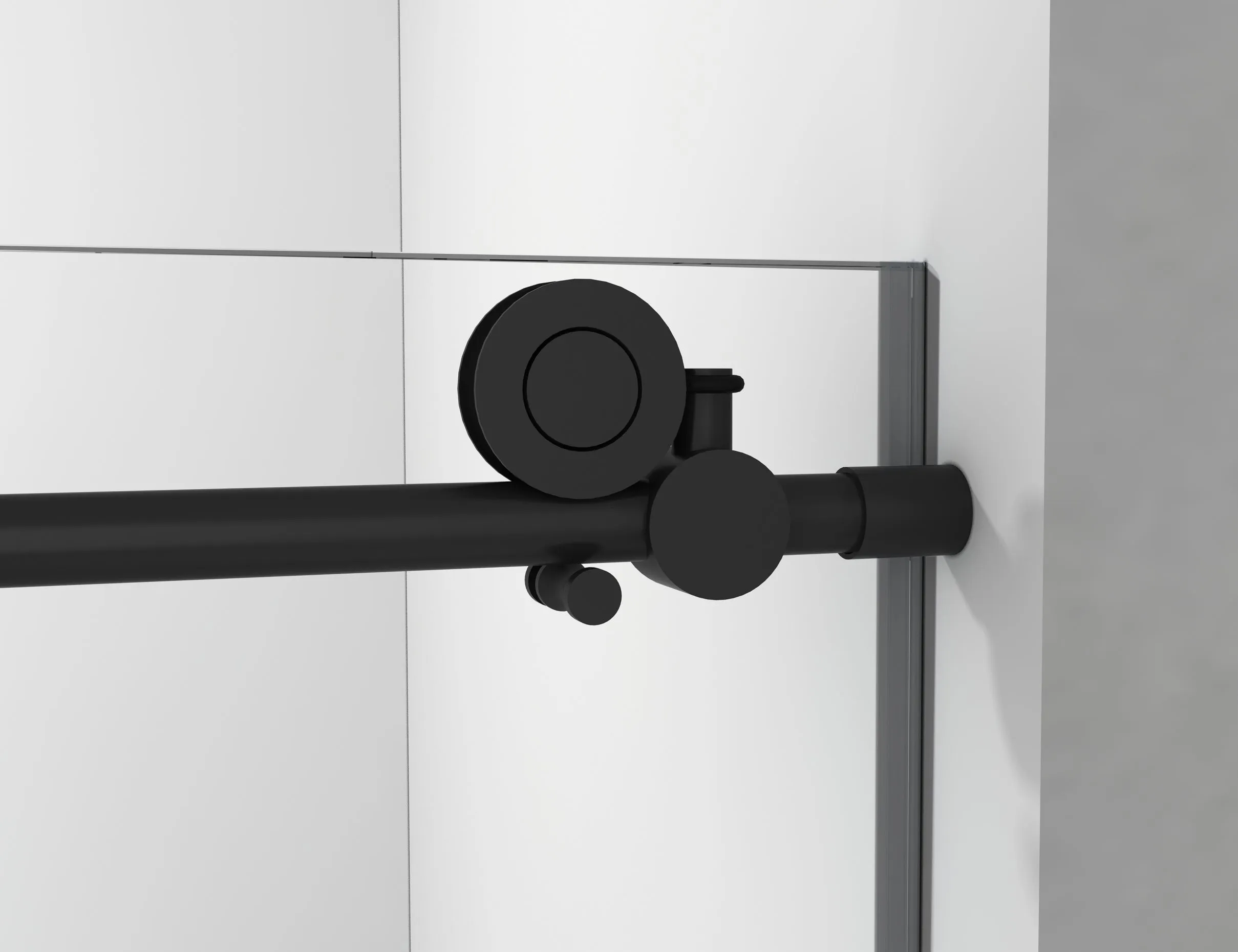 65 x 75 in. Frameless Sliding Shower Door with Black Hardware