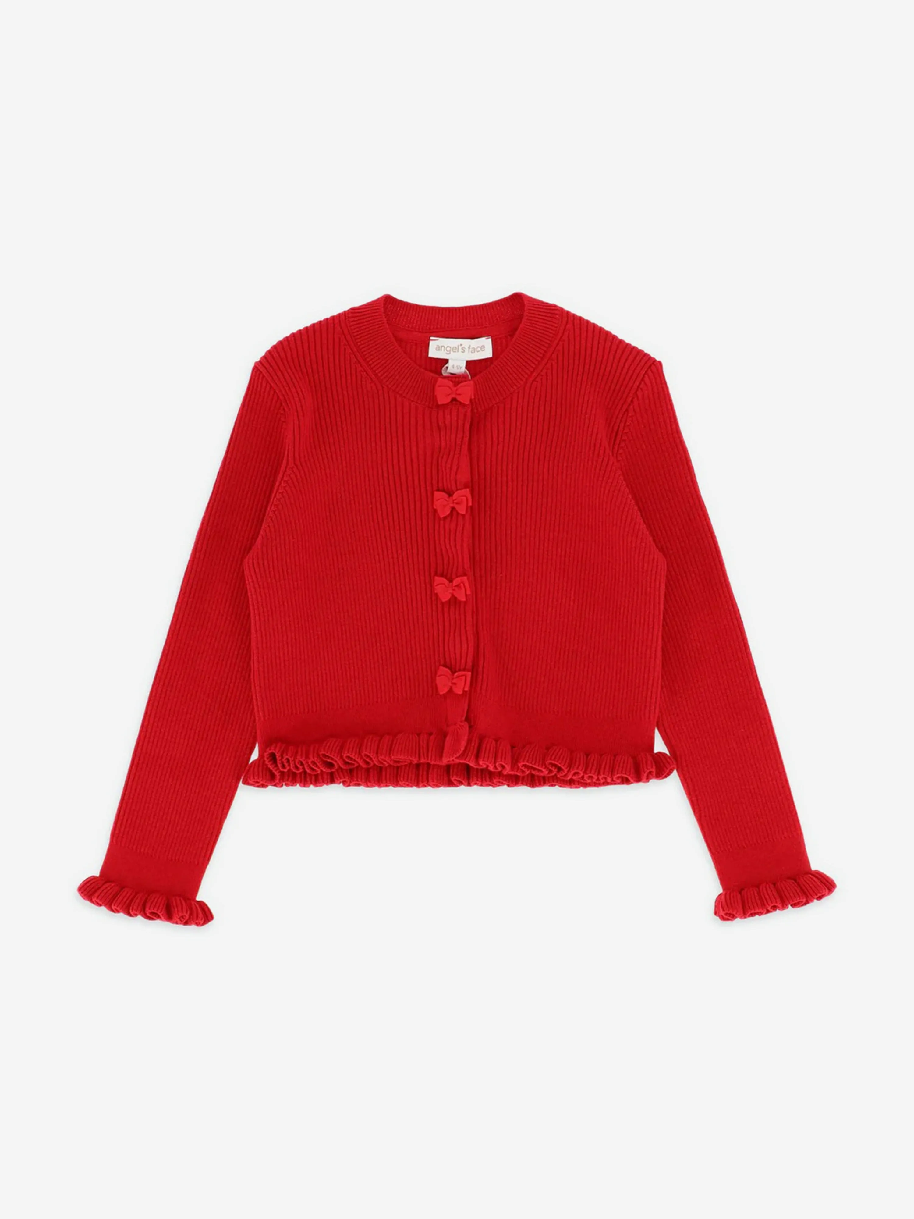 Angels Face Girls Tyler Ribbed Cardigan in Red