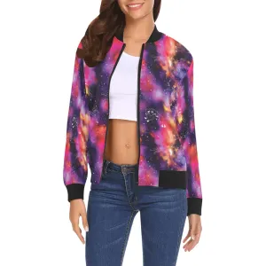 Animal Ancestors 9 Cosmic Swirl Purple and Red Bomber Jacket for Women