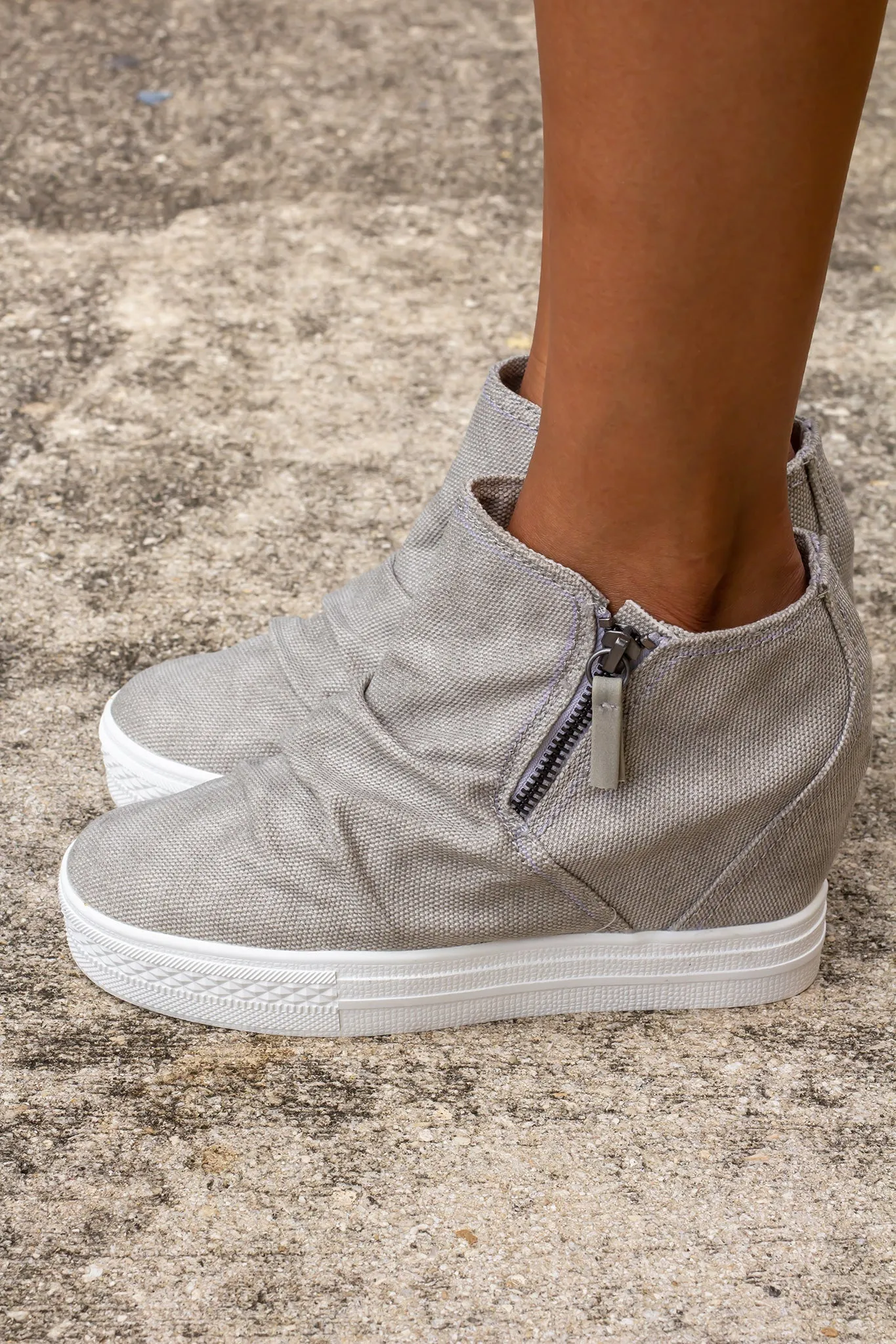 Arabelle Light Gray Wedge Sneakers