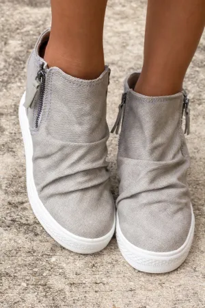 Arabelle Light Gray Wedge Sneakers