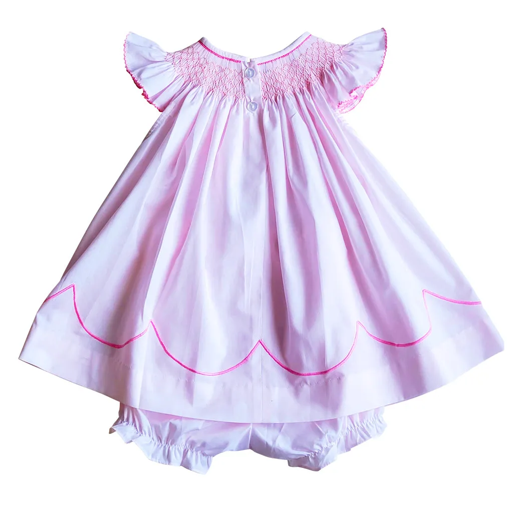 Baby Girl's "Emily and Jason" Pink Smocked Bishop Dress