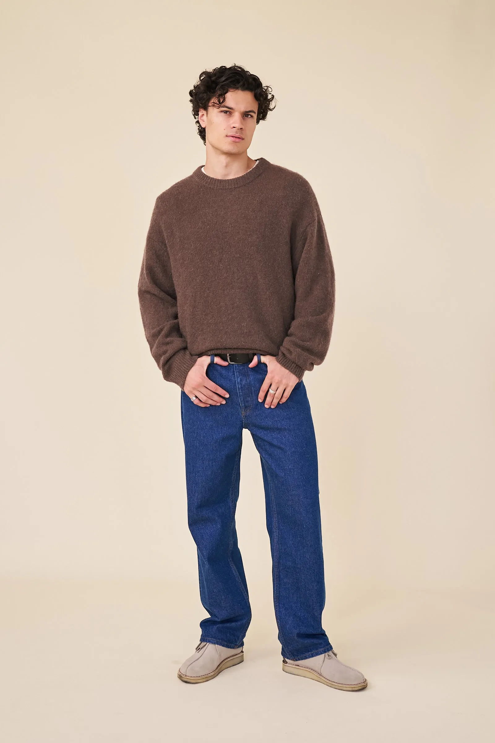 BAXTER MOHAIR BLEND SWEATER - WALNUT BROWN