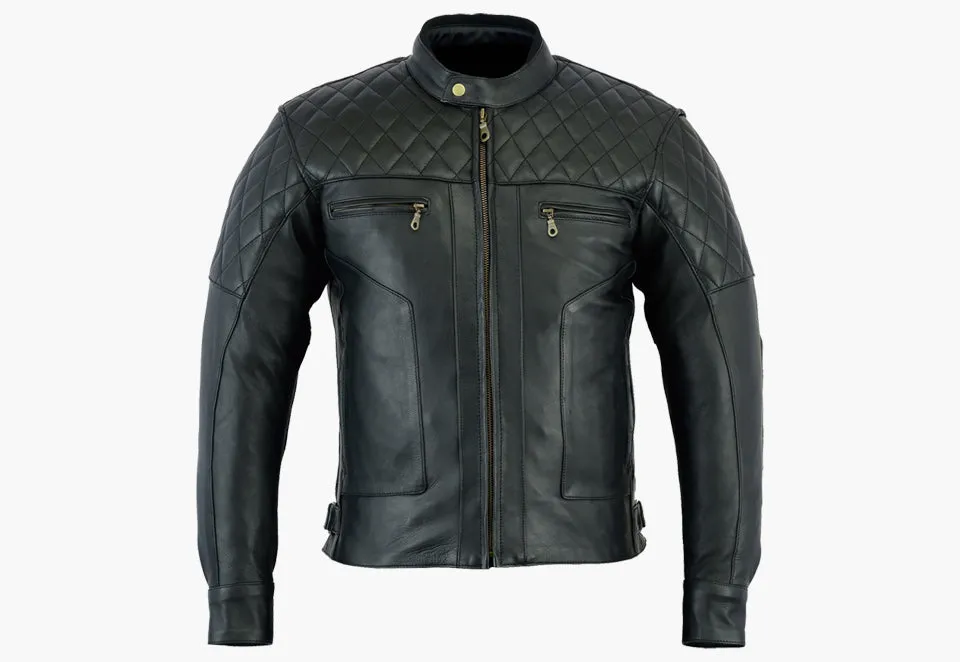 BGA Baron Motorcycle Naked Leather Jacket Black