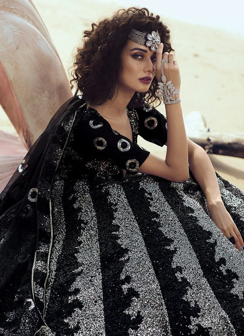 Black Sequence Embroidered Lehenga Choli