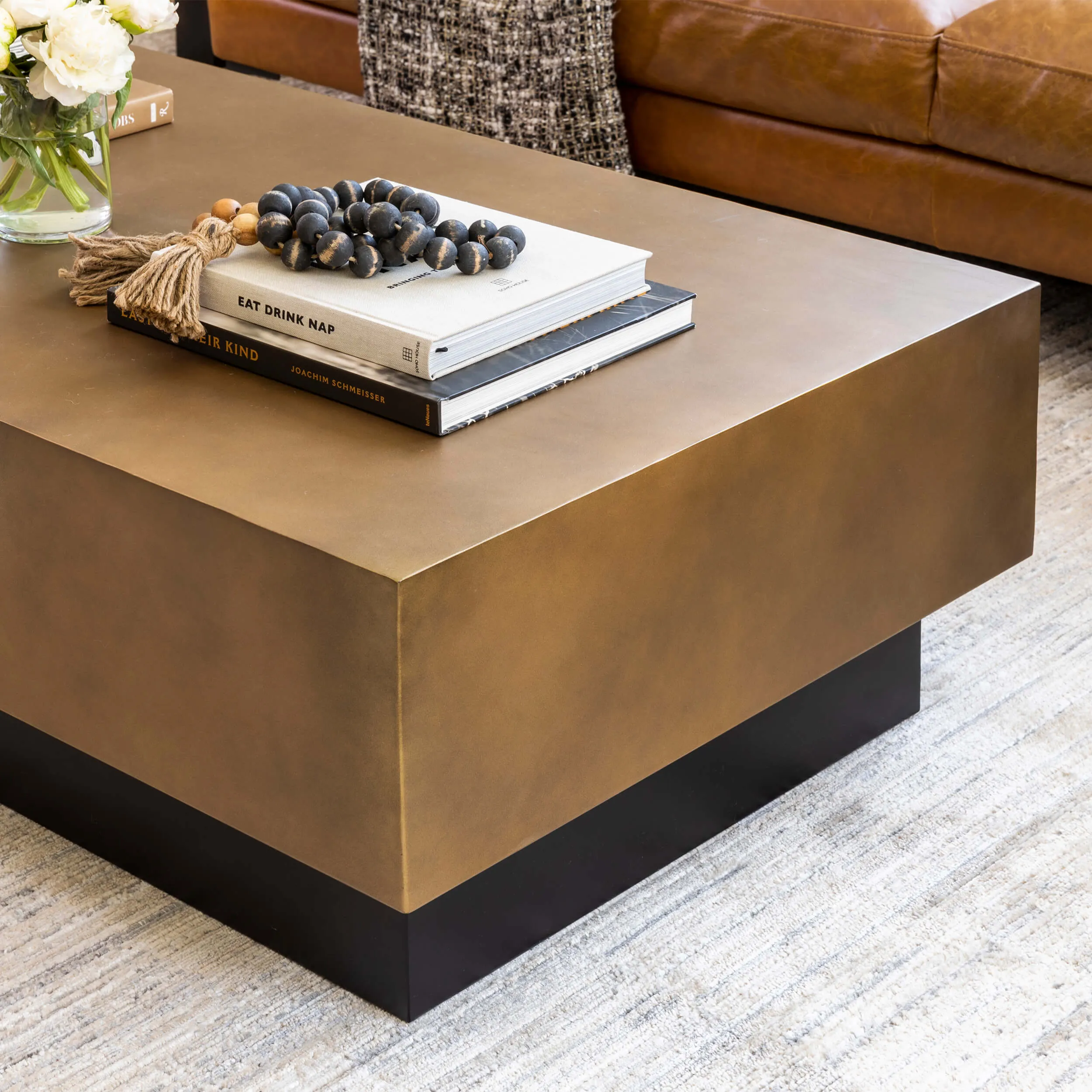 Blakely Coffee Table, Antique Brass