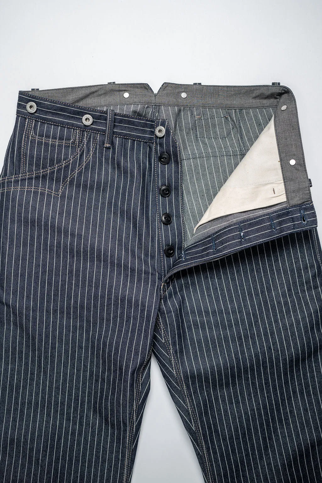 Blue Blanket IJ1 JP03 Waist Overall - 11oz Japanese Dark Indigo Pinstripe Selvedge Denim