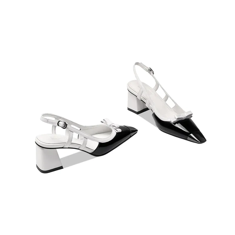 BowLux Leather Chic Heel Pumps