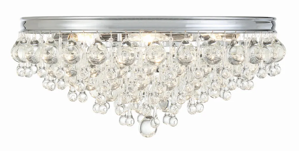 Calypso 6 Light Crystal Teardrop Polished Chrome Flush Mount