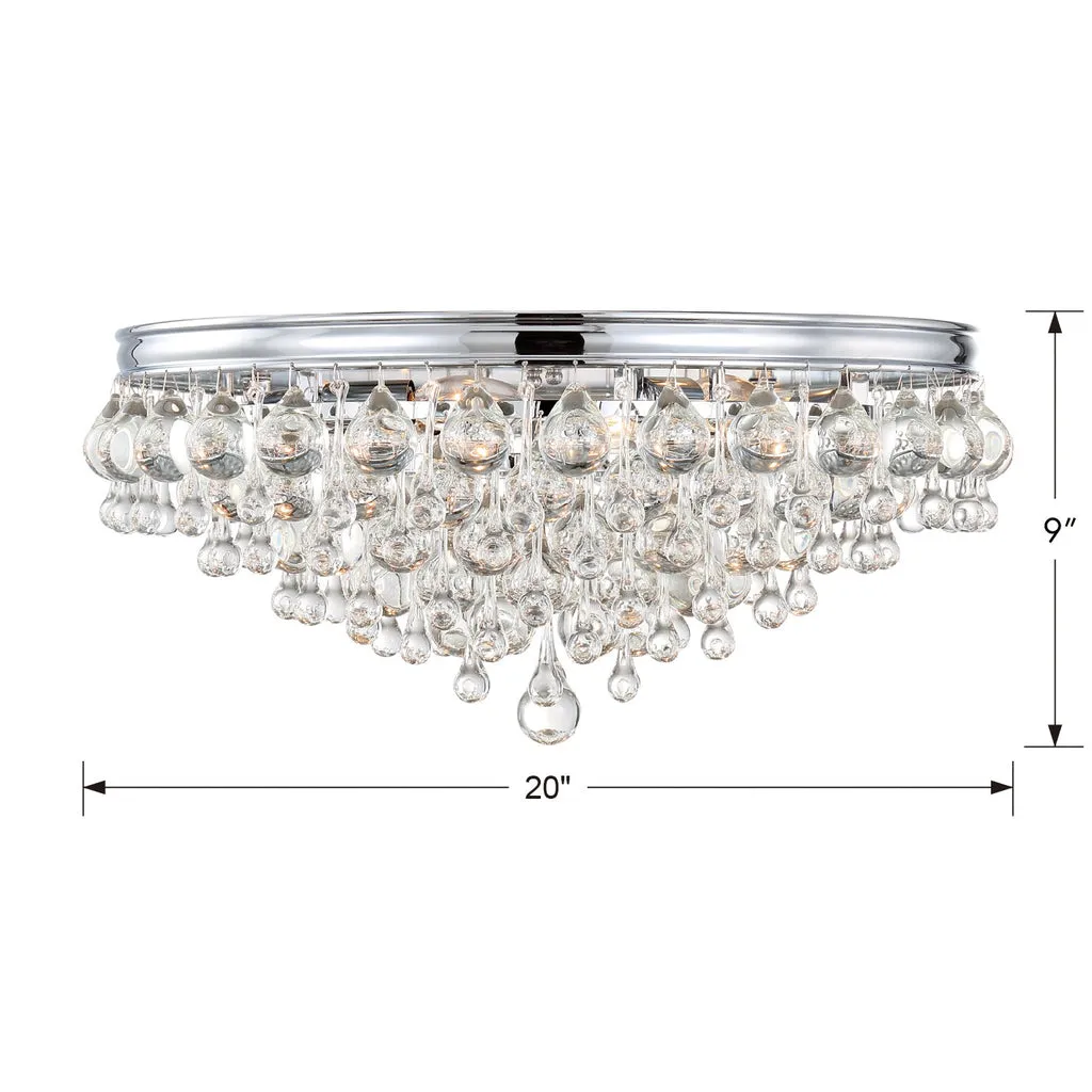 Calypso 6 Light Crystal Teardrop Polished Chrome Flush Mount