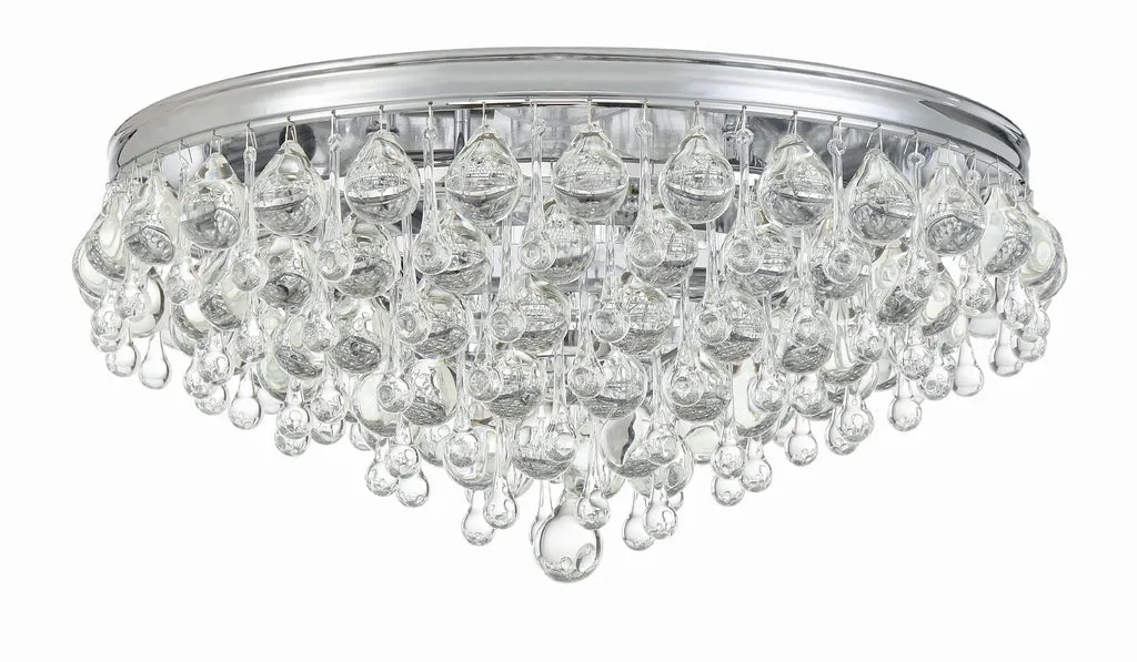 Calypso 6 Light Crystal Teardrop Polished Chrome Flush Mount