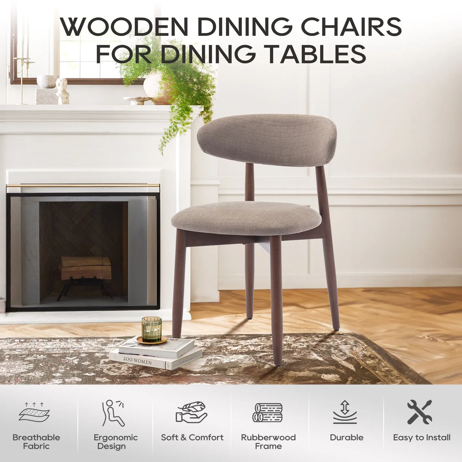 COLAMY Wooden Modern Upholstered Dining Chairs with Foot Pads Model.6870