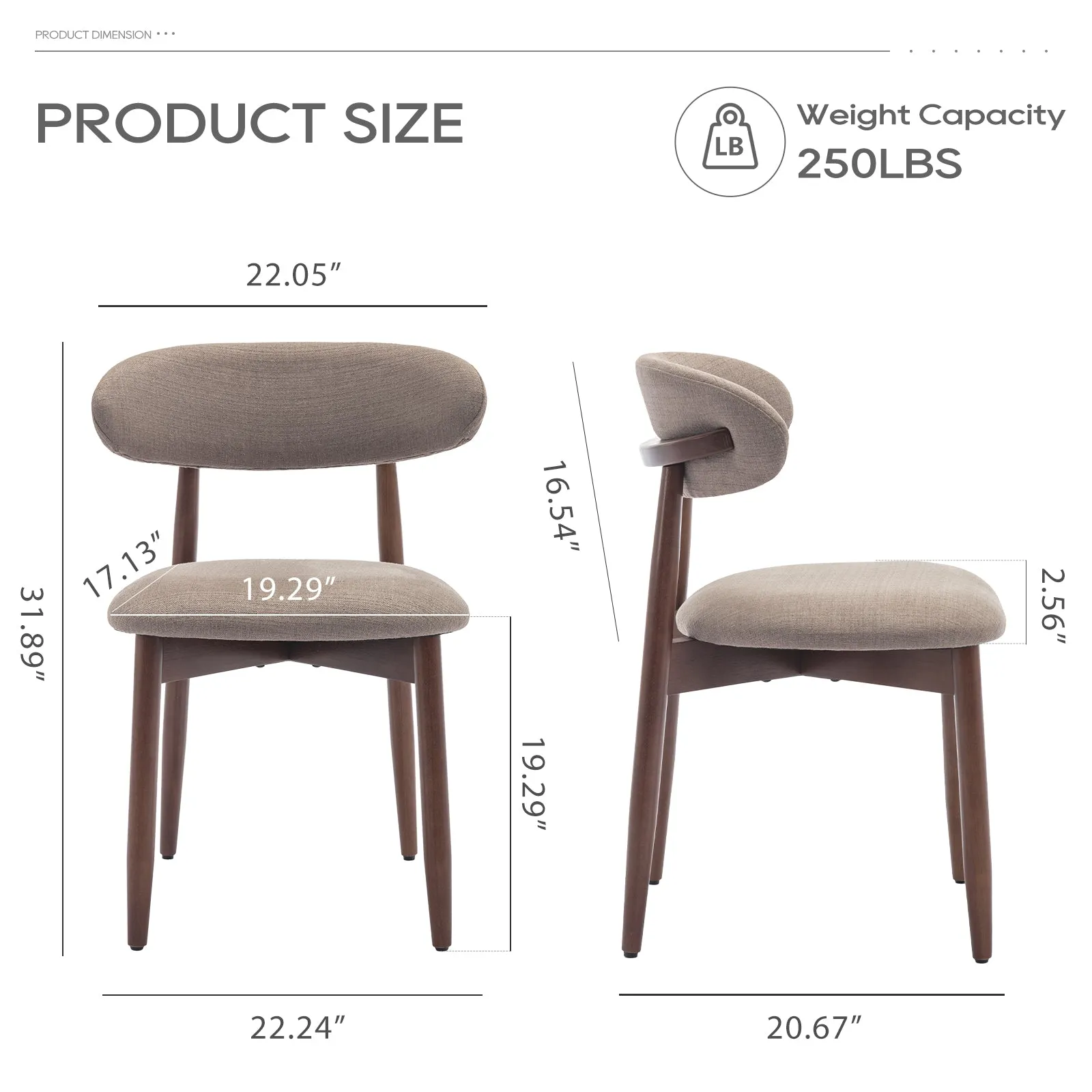 COLAMY Wooden Modern Upholstered Dining Chairs with Foot Pads Model.6870