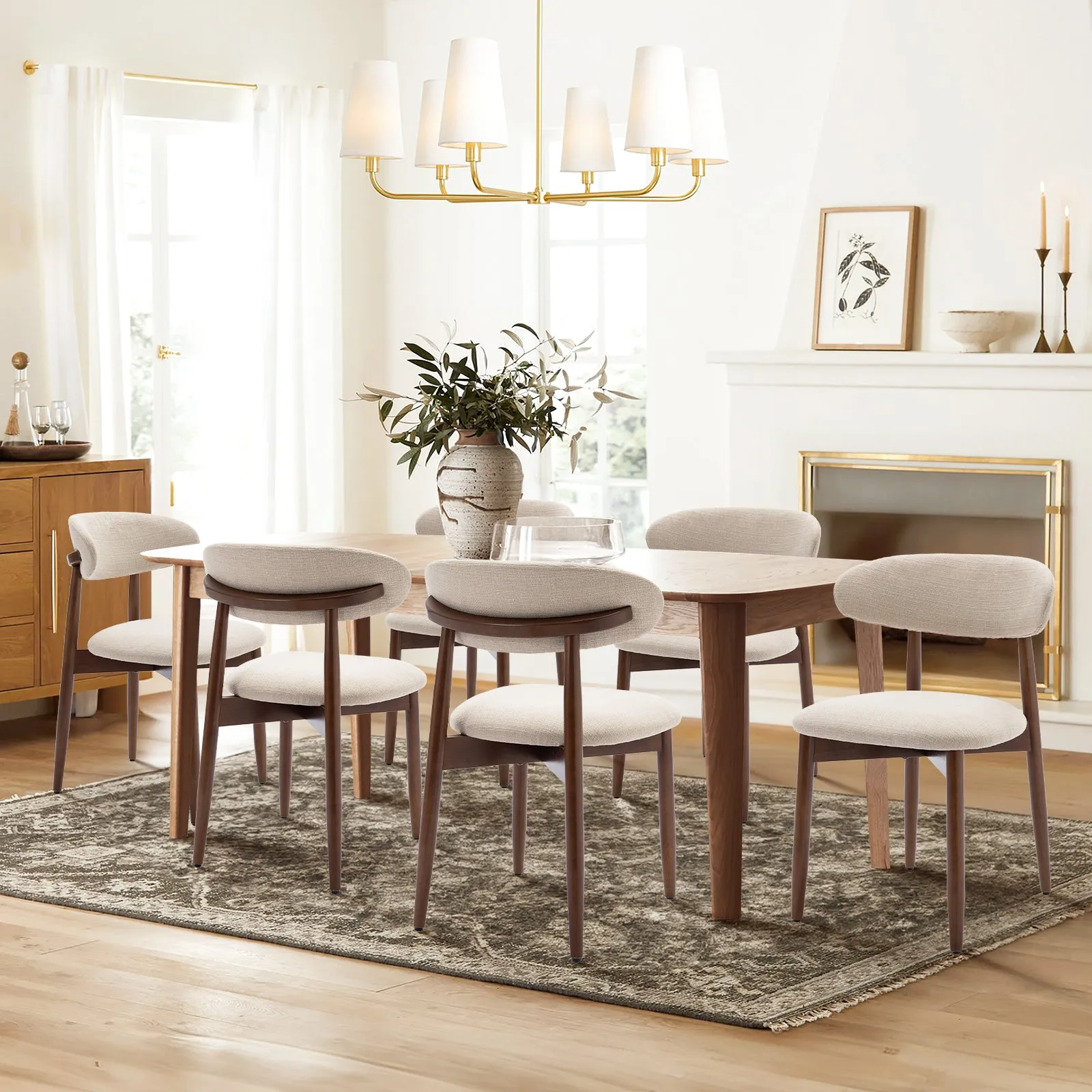 COLAMY Wooden Modern Upholstered Dining Chairs with Foot Pads Model.6870