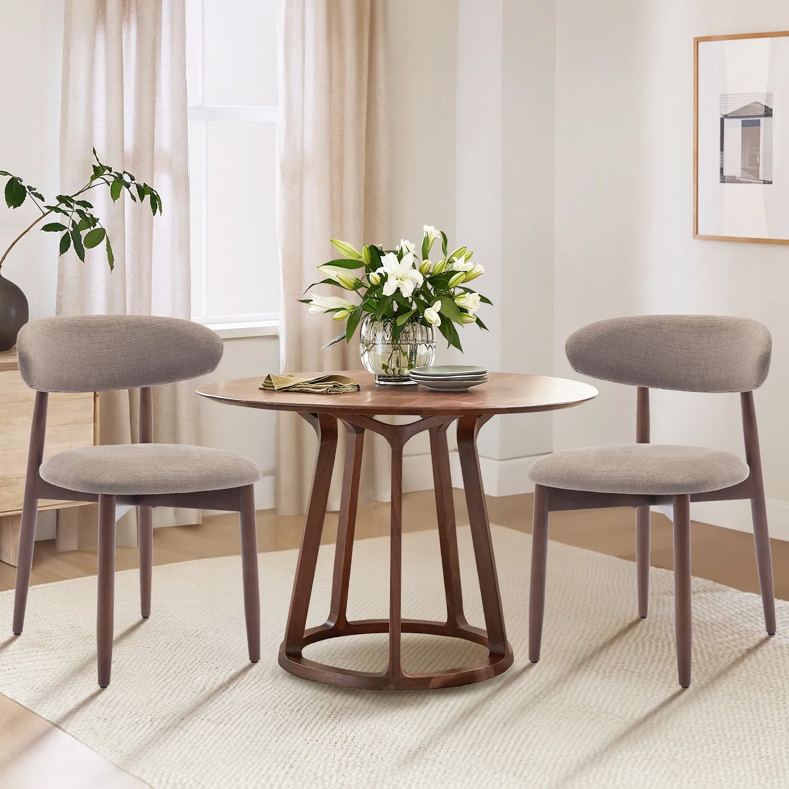 COLAMY Wooden Modern Upholstered Dining Chairs with Foot Pads Model.6870