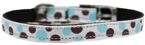 Confetti Dots Nylon Dog Collar with classic buckle 3-8" Baby Blue Size 12