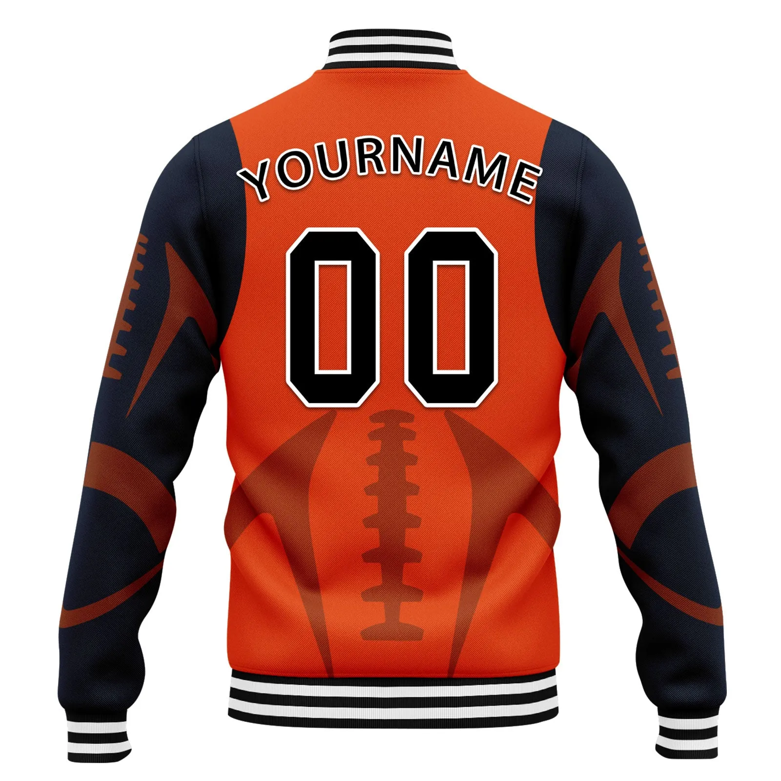 Custom Orange Chicago Jacket Bomber Full-Snap Varsity Letterman Personalized Jacket FZ005-D025004-7