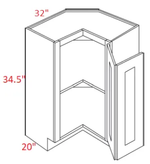 EB02-BSQC36 Elegant Smokey Gray Assembled 36" Easy Reach Corner Cabinet