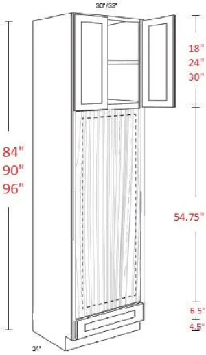 EB02-OVD3384 Elegant Smokey Gray Assembled Double 33x84 Oven Cabinet