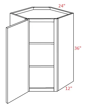 EB22-CW2436 Elegant Dove Assembled 24x36 Wall Diagonal Corner Cabinet