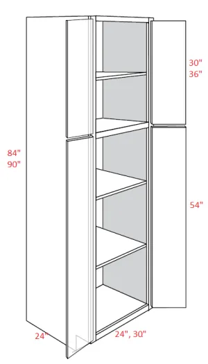 EB22-UC3024X90 Elegant Dove Assembled 30x90 Pantry Cabinet