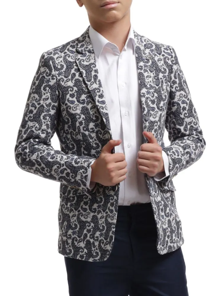 Elie Balleh Baby Boy's Paisley Brocade Blazer, Navy