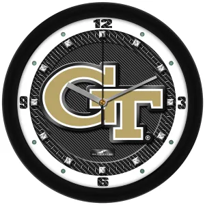 Georgia Tech Wall Clock - Carbon Fiber Textured