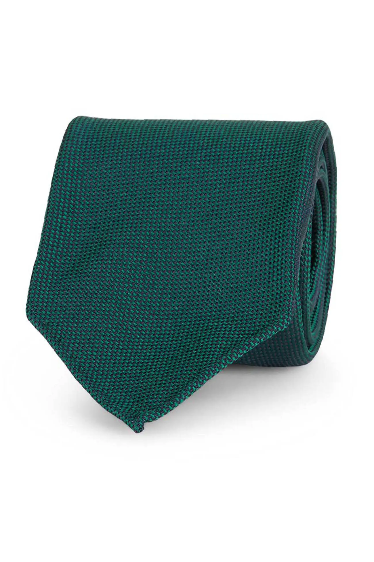 Green panama pure silk unlined handmade tie- Fumagalli 1891