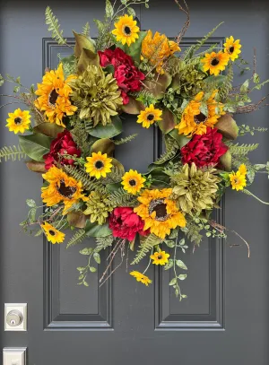 Harvest Sunrise Sunflower Wreath