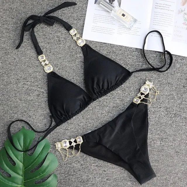 Kendall Rhinestone Detail Luxury Bikini Set