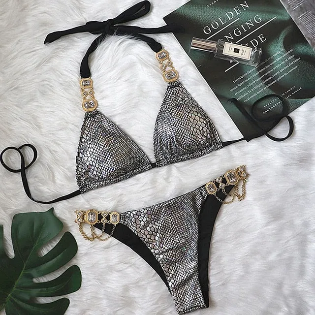 Kendall Rhinestone Detail Luxury Bikini Set