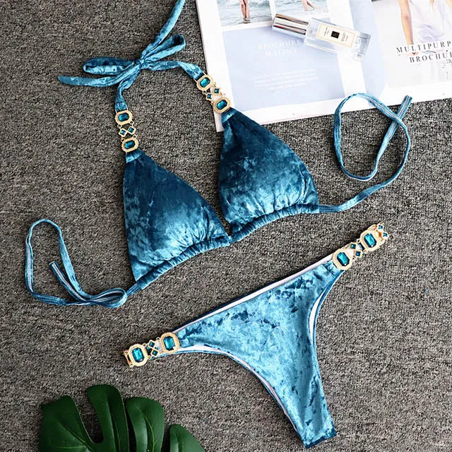 Kendall Rhinestone Detail Luxury Bikini Set