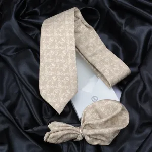 Kovove The Artistic Abstract Beige Necktie and Pocket Square Gift Box