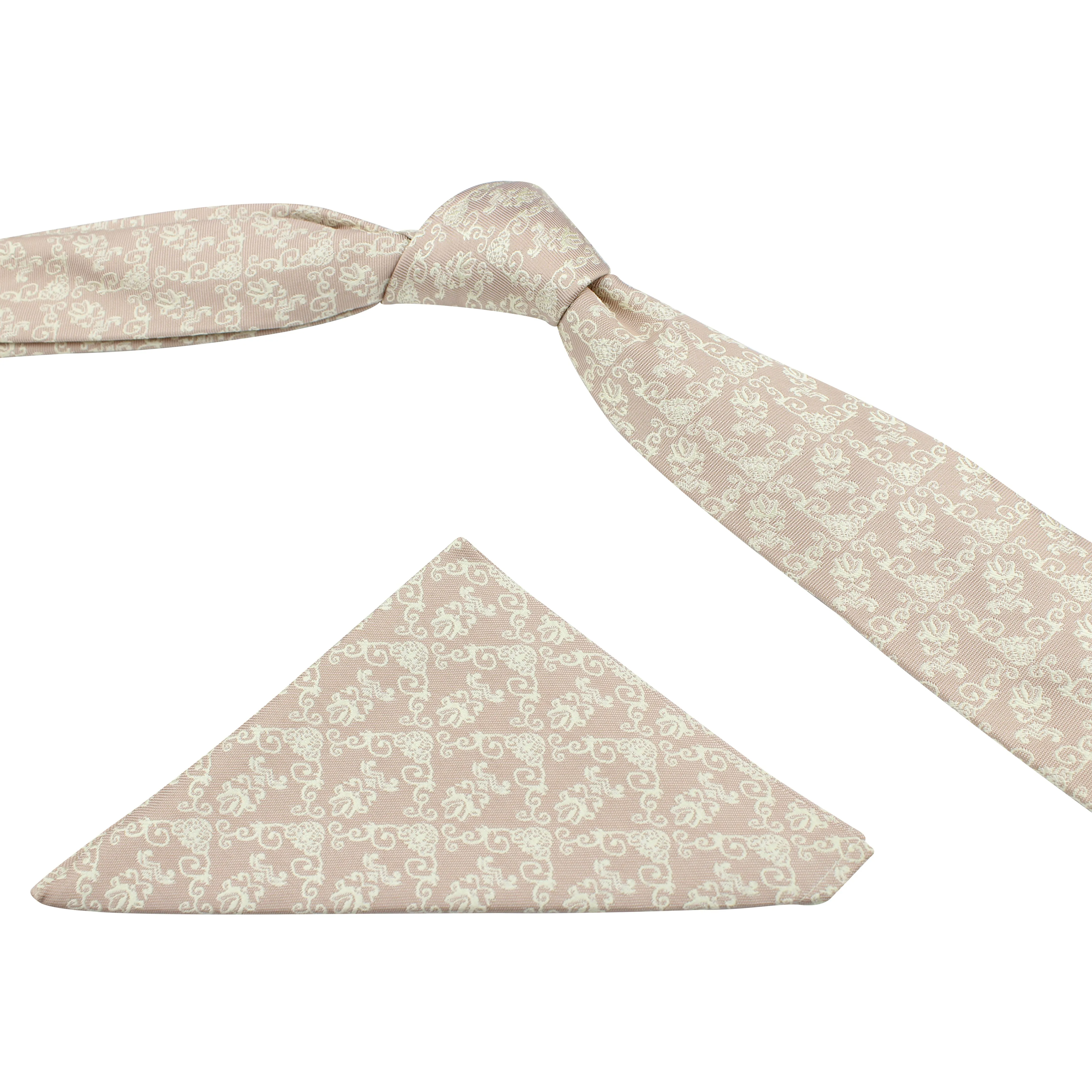 Kovove The Artistic Abstract Beige Necktie and Pocket Square Gift Box