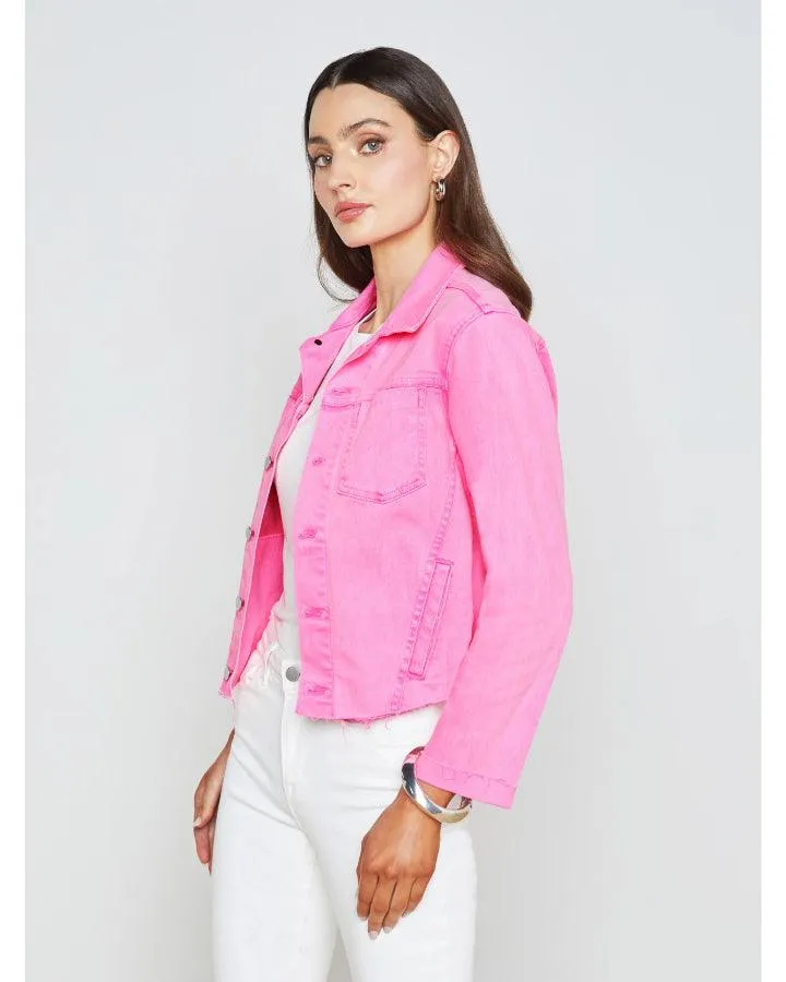 L'Agence Janelle Denim Raw Hem Jacket