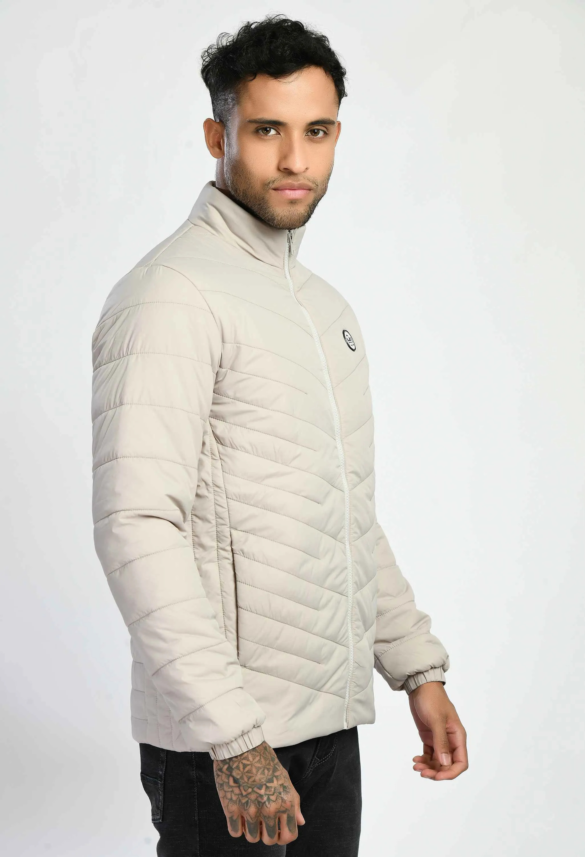 Light Gray Quilted Bomber Jacket