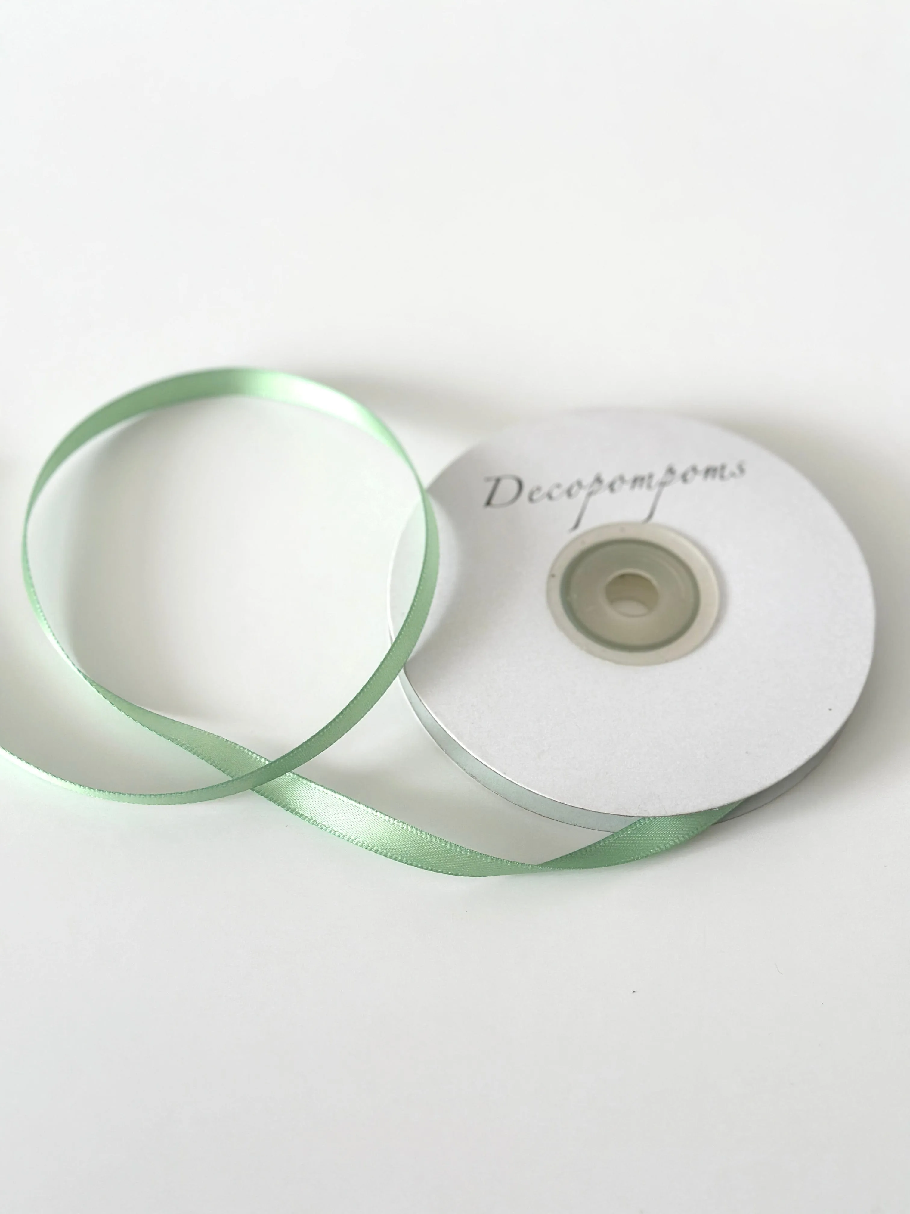 Light Green double sided satin ribbon roll - 25m - 6mm /  12mm - high quality gift wrap or craft