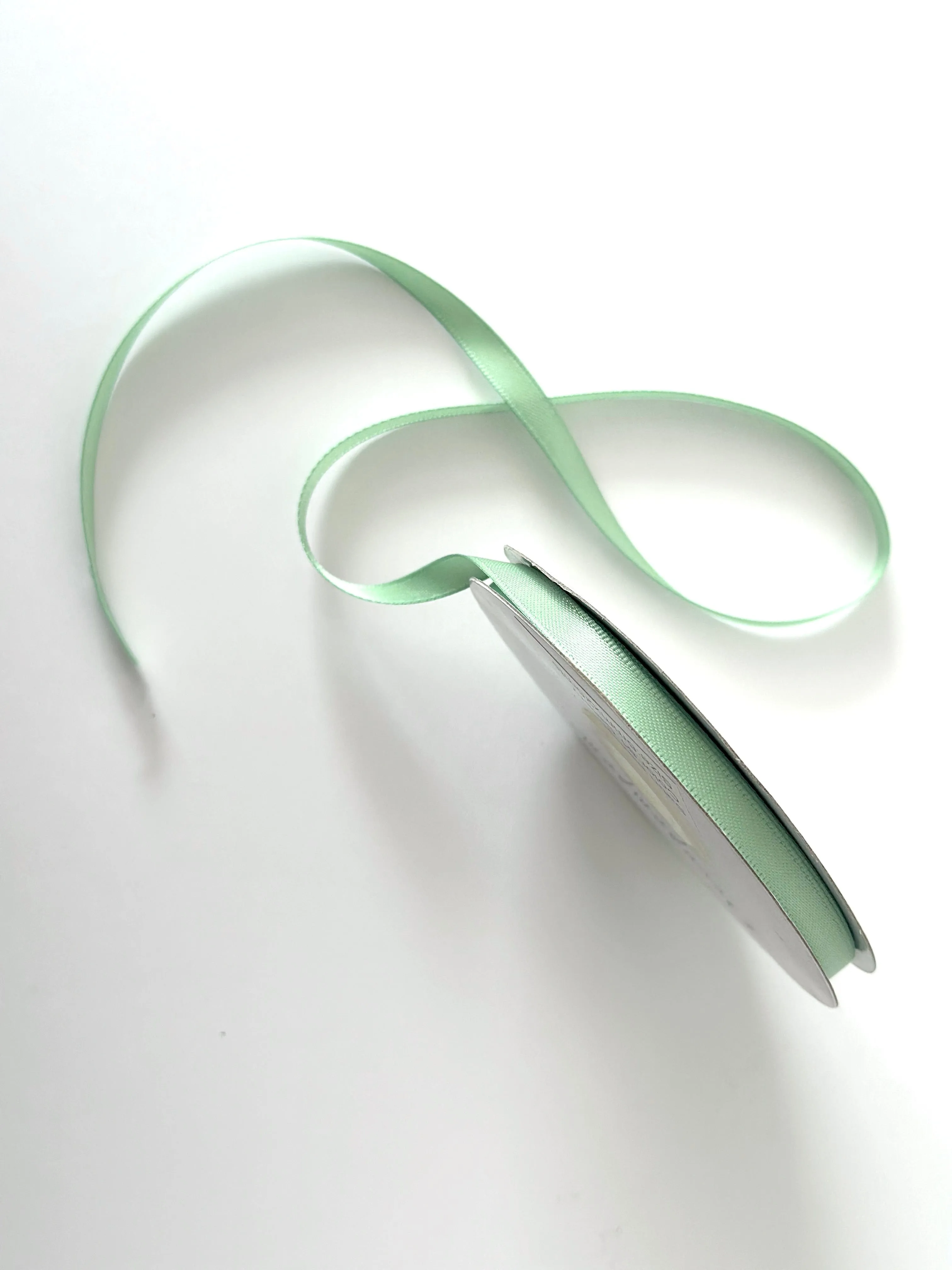 Light Green double sided satin ribbon roll - 25m - 6mm /  12mm - high quality gift wrap or craft