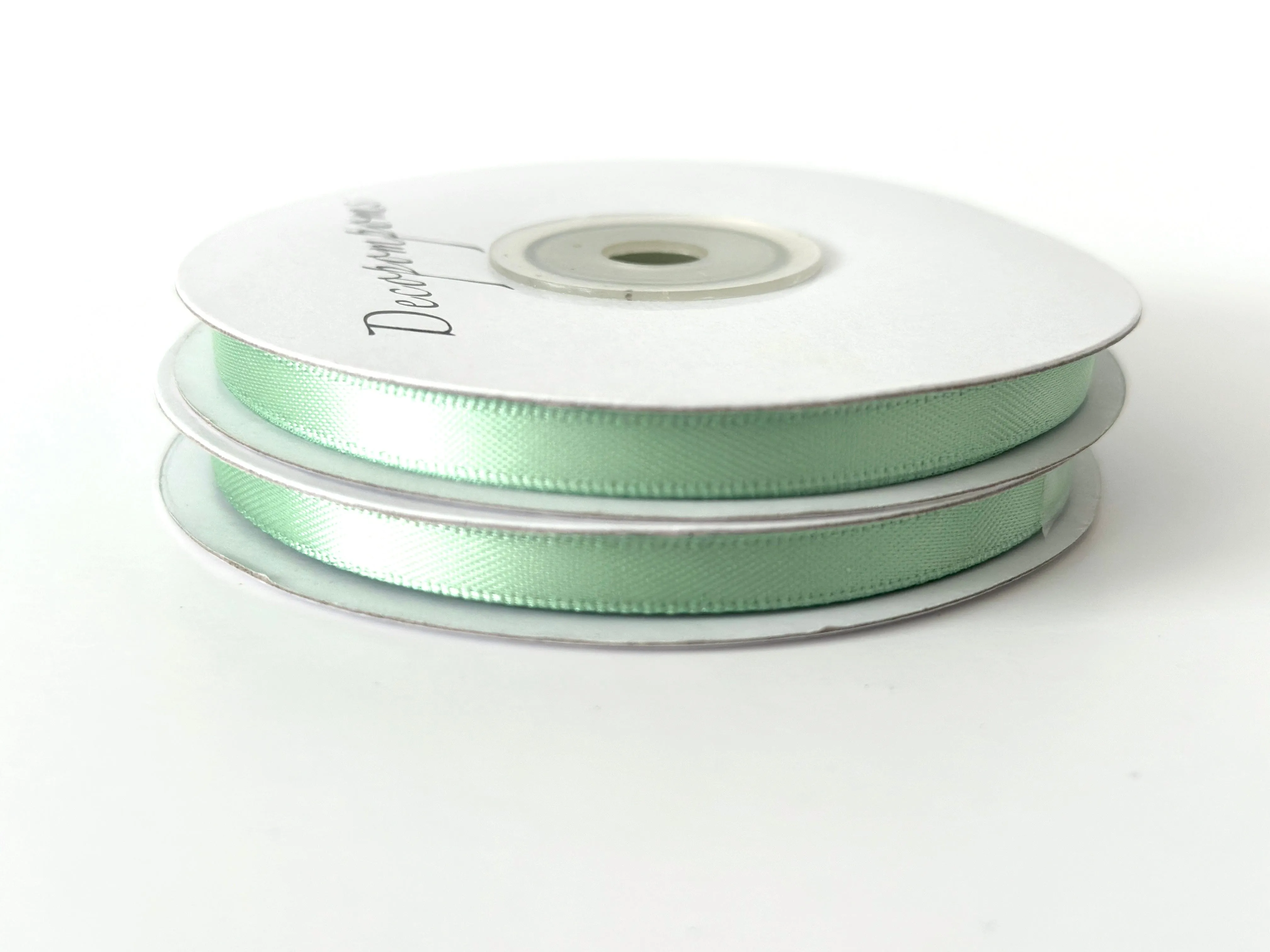 Light Green double sided satin ribbon roll - 25m - 6mm /  12mm - high quality gift wrap or craft