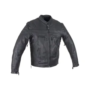 Mens Naked Leather Cruising Jacket With Front And Back Air Vents Gun Pockets