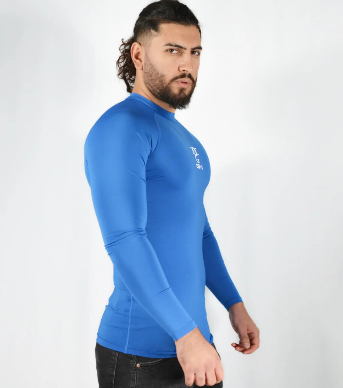 Mens O.G 1 Sports Base layer Blue Long Sleeve Compression Shirt