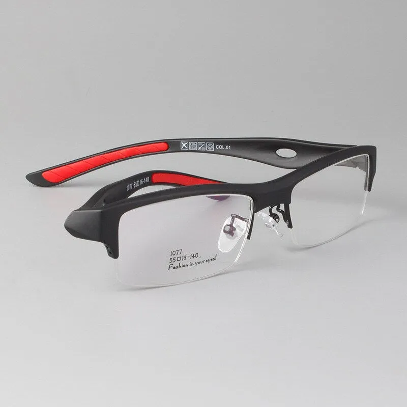 Men's Square Semi Rim Sports Eyeglasses N1077