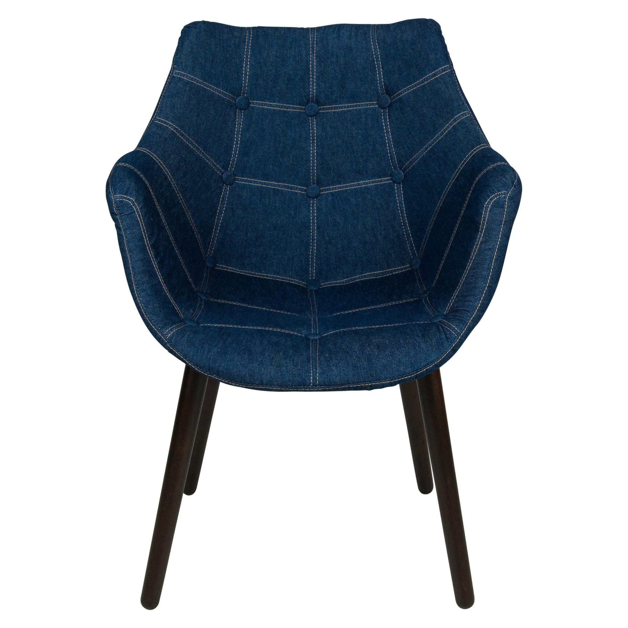 Milburn Tufted Denim Lounge Accent Chair, Set of 4