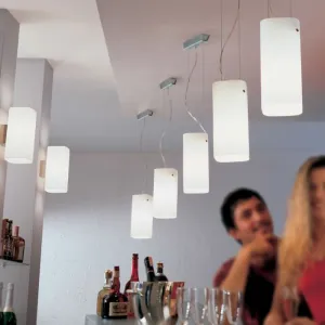 Modern Satin White Murano Glass And Chrome Pendant Light