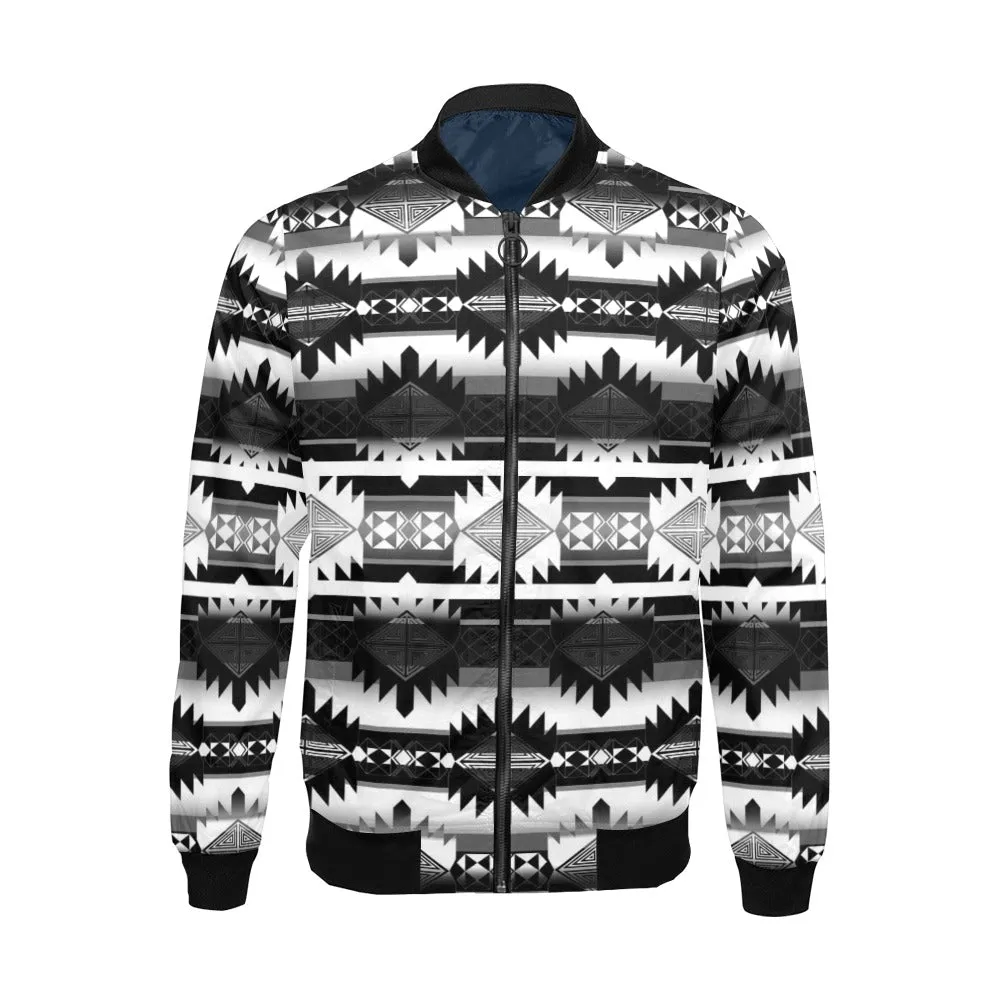 Okotoks Black and White Bomber Jacket for Men