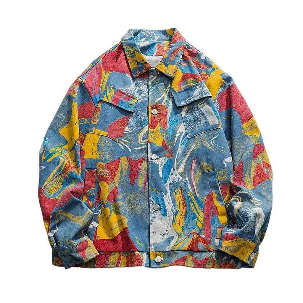 Oversized color-painted denim jacket