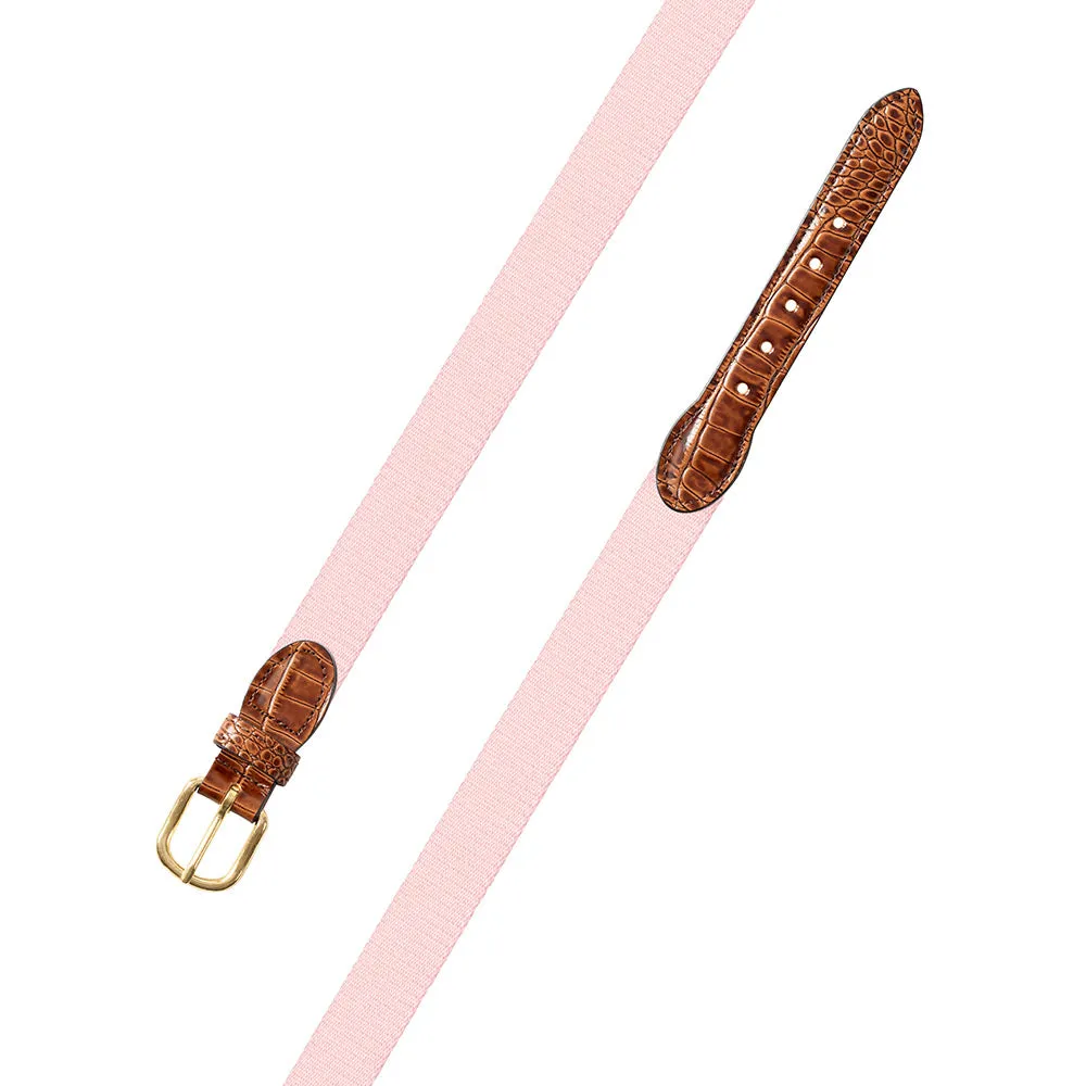 Pale Pink Surcingle Leather Tab Belt