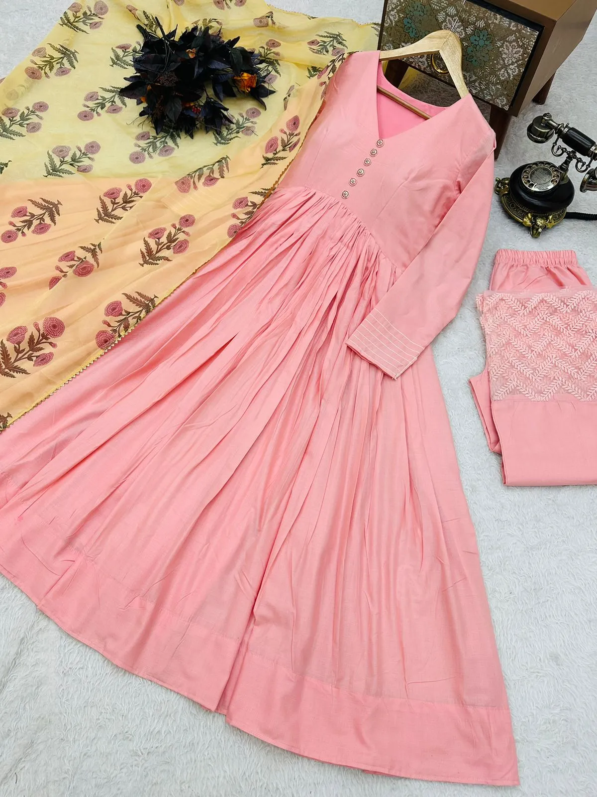 Peach Color Wonderful Gown With Palazzo